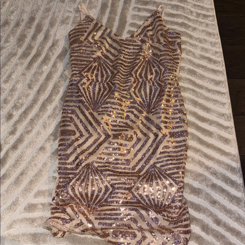 Lulu's Gold and Purple Sequin Mini Dress